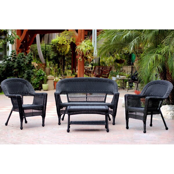 Ensemble de conversation 4 pièces pour patio en osier