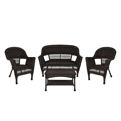 Ensemble de conversation 4 pièces pour patio en osier