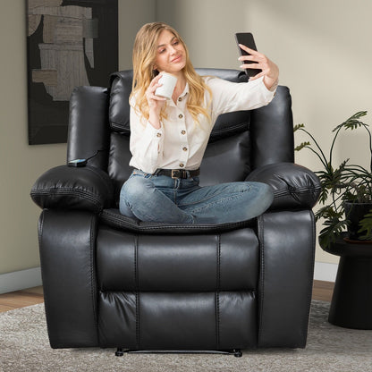 Fauteuil inclinable chauffant et massant en cuir durable à siège large