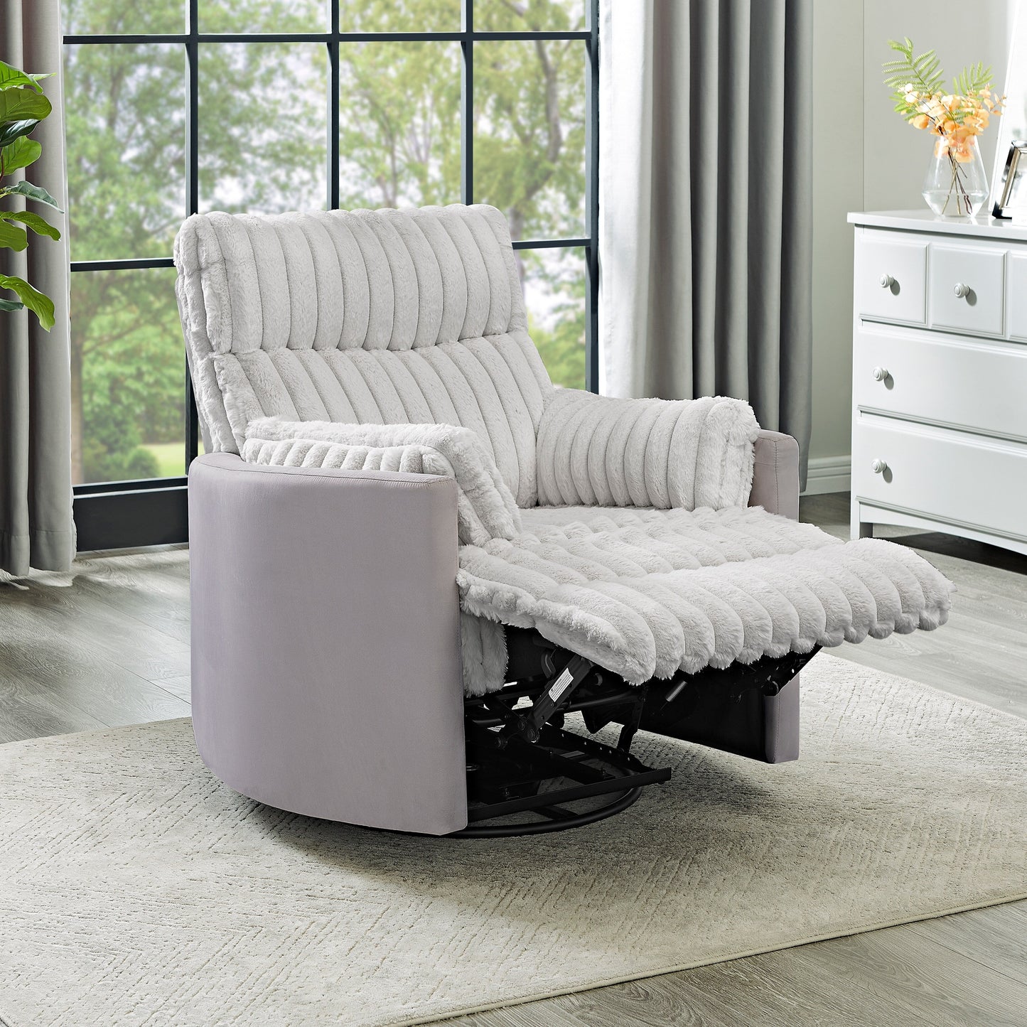Fauteuil inclinable manuel en velours côtelé à larges baleines