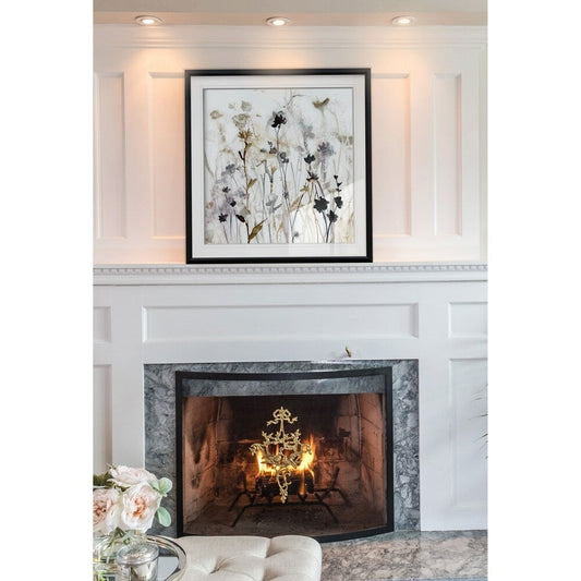 Wildflower Mist I - Impression encadrée personnalisée - bleu, blanc, gris, jaune, vert, argent, or