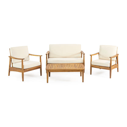 Salon de jardin Willowbrook en bois d'acacia 4 places par Christopher Knight Home
