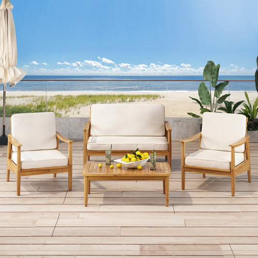 Salon de jardin Willowbrook en bois d'acacia 4 places par Christopher Knight Home