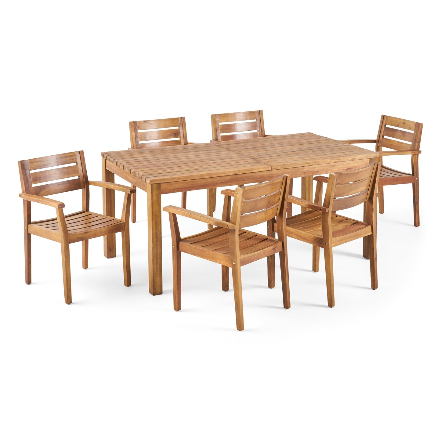 Ensemble de salle à manger rectangulaire extensible en bois Wilson pour l'extérieur par Christopher Knight Home
