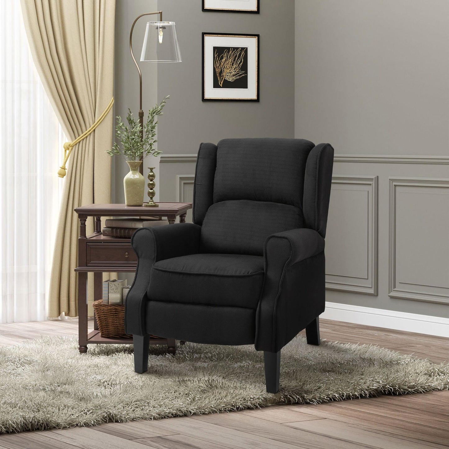 Fauteuil de massage chauffant à oreilles, fauteuil inclinable rembourré vintage avec dossier réglable, télécommande, poche latérale de rangement