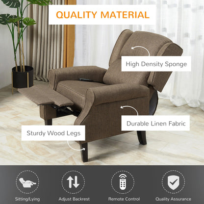 Fauteuil inclinable manuel en lin avec repose-pieds réglable et télécommande filaire