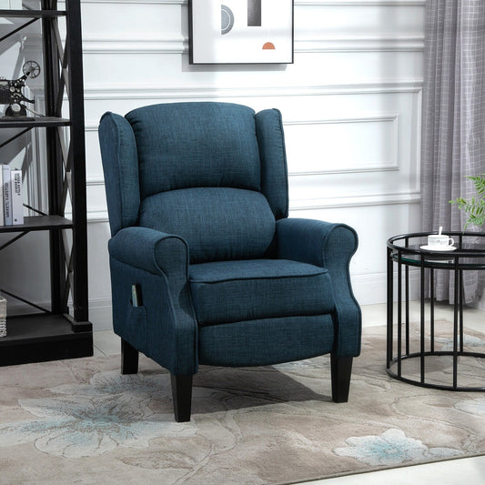 Fauteuil inclinable manuel en lin avec repose-pieds réglable et télécommande filaire