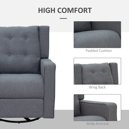 Fauteuil inclinable pivotant à oreilles Fauteuil de cinéma maison Fauteuil capitonné à boutons avec repose-pieds rétractable