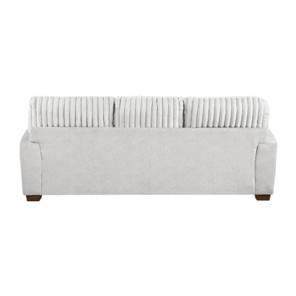 Canapé Witz, 96 pouces, 5 coussins, velours côtelé gris clair à texture côtelée