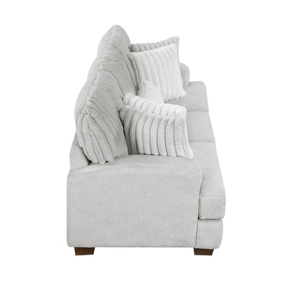 Canapé Witz, 96 pouces, 5 coussins, velours côtelé gris clair à texture côtelée