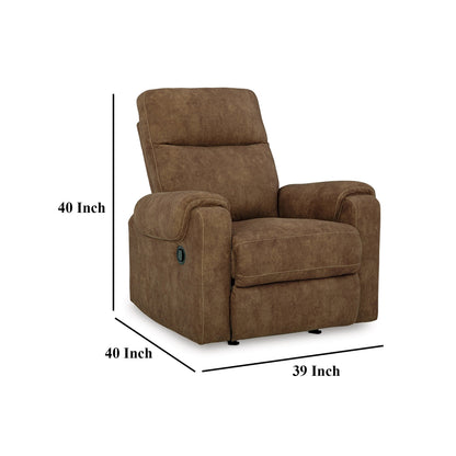 Fauteuil inclinable à bascule manuel Woli, 99 cm, similicuir marron classique
