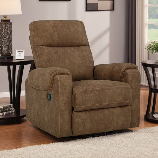 Fauteuil inclinable à bascule manuel Woli, 99 cm, similicuir marron classique