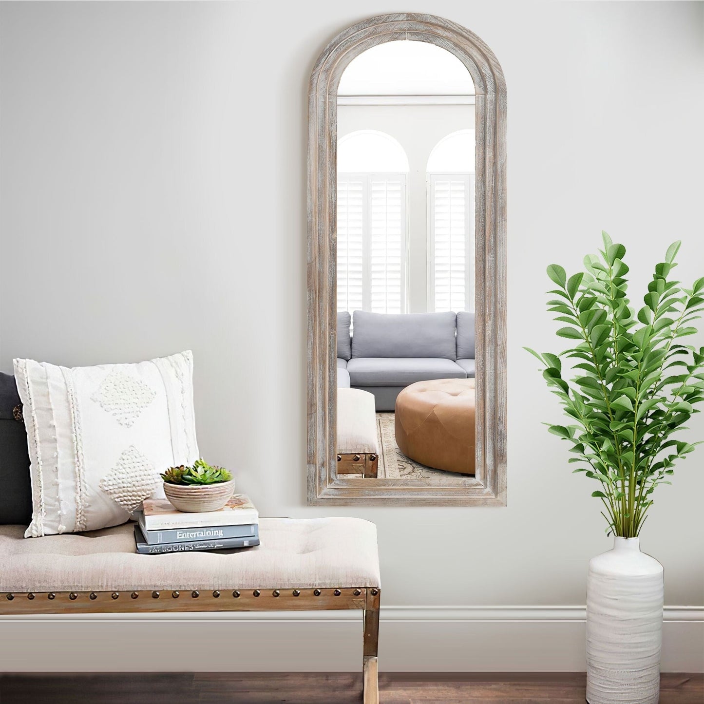 Miroir mural en bois de style échelle - 64 x 21