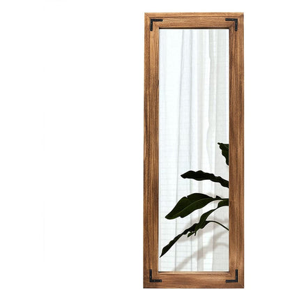 Miroir de sol rustique de style ferme avec cadre en bois - 65 x 24