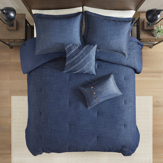 Parure de lit en denim surdimensionnée et rembourrée Woolrich Perry Blue