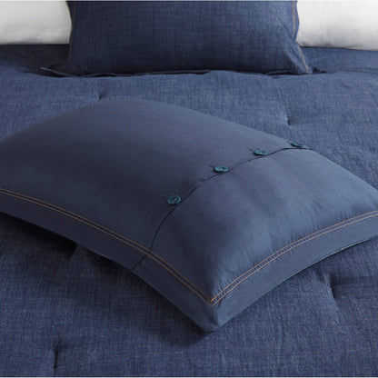 Parure de lit en denim surdimensionnée et rembourrée Woolrich Perry Blue