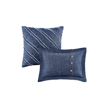 Parure de lit en denim surdimensionnée et rembourrée Woolrich Perry Blue