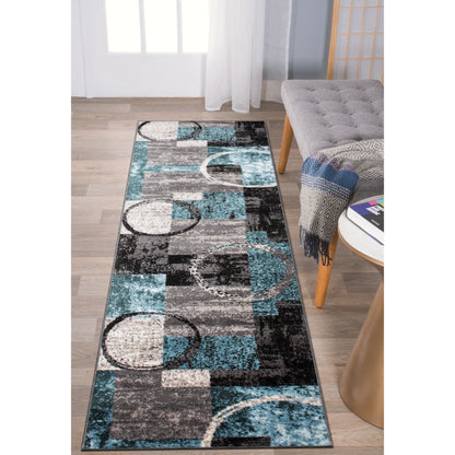 Tapis rond abstrait en polypropylène fabriqué à la machine par World Rug Gallery