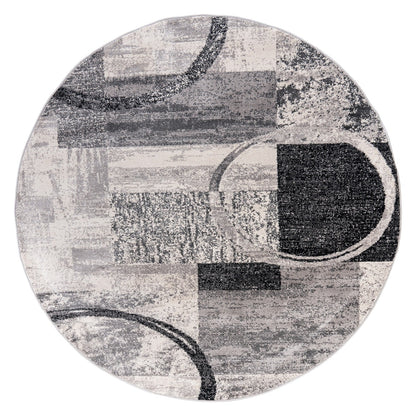 Tapis rond abstrait en polypropylène fabriqué à la machine par World Rug Gallery