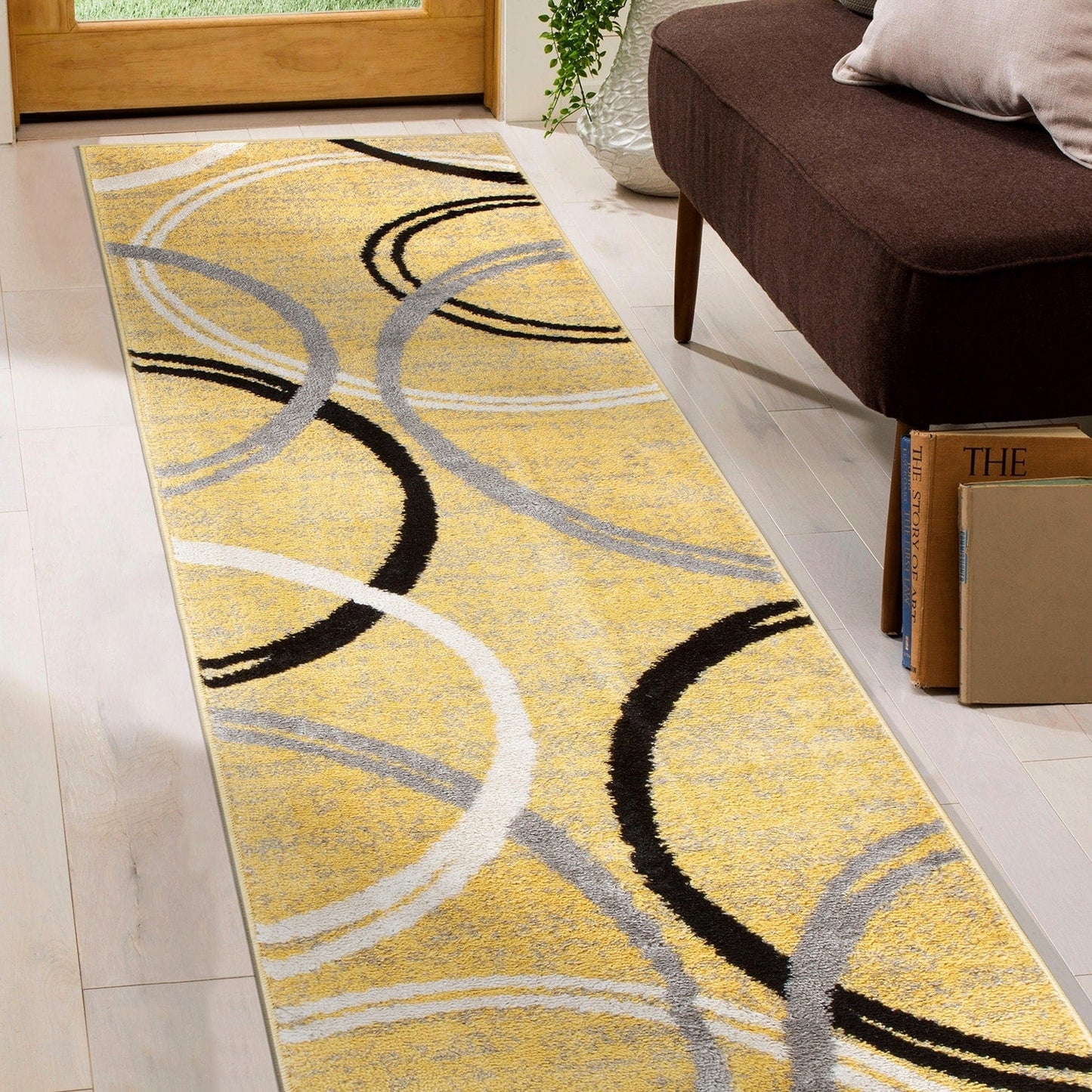 Tapis contemporain à motif de cercles abstraits, collection World Rug Gallery
