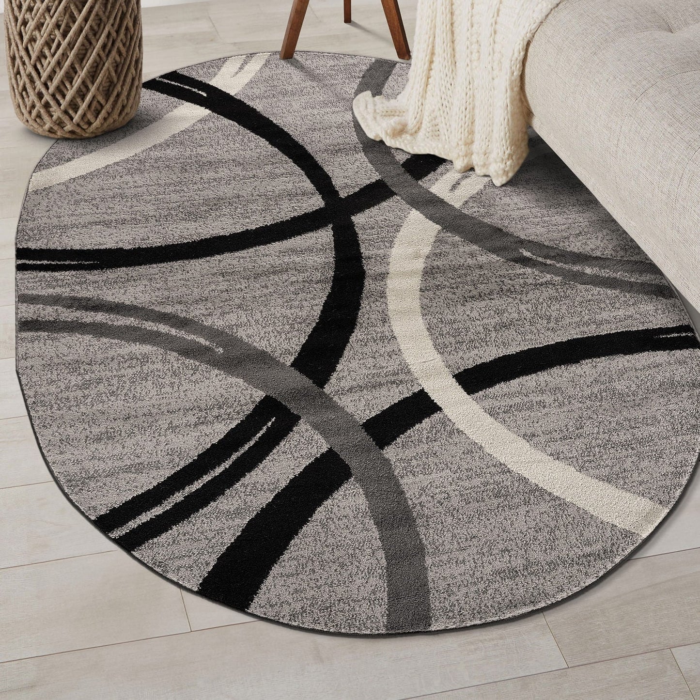 Tapis contemporain à motif de cercles abstraits, collection World Rug Gallery