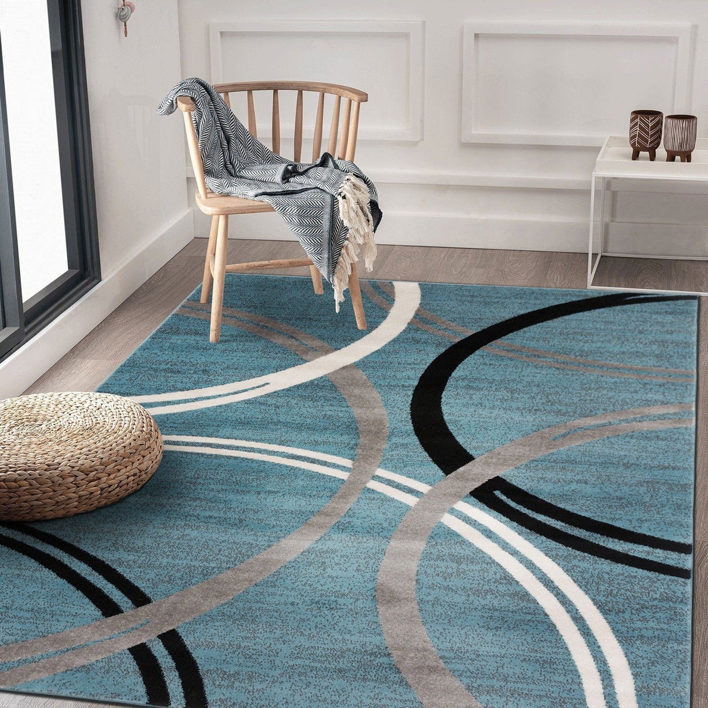 Tapis contemporain à motif de cercles abstraits, collection World Rug Gallery