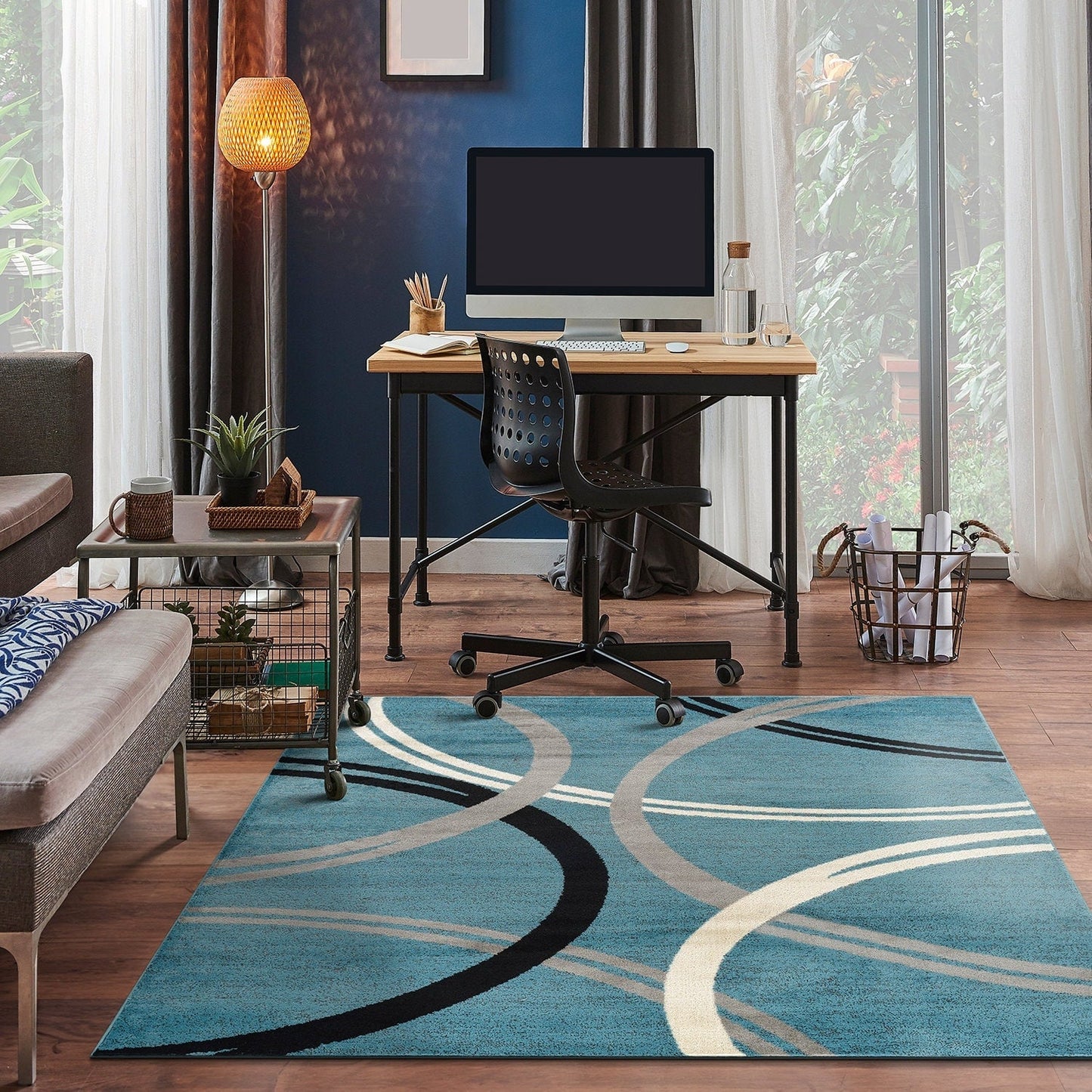 Tapis contemporain à motif de cercles abstraits, collection World Rug Gallery