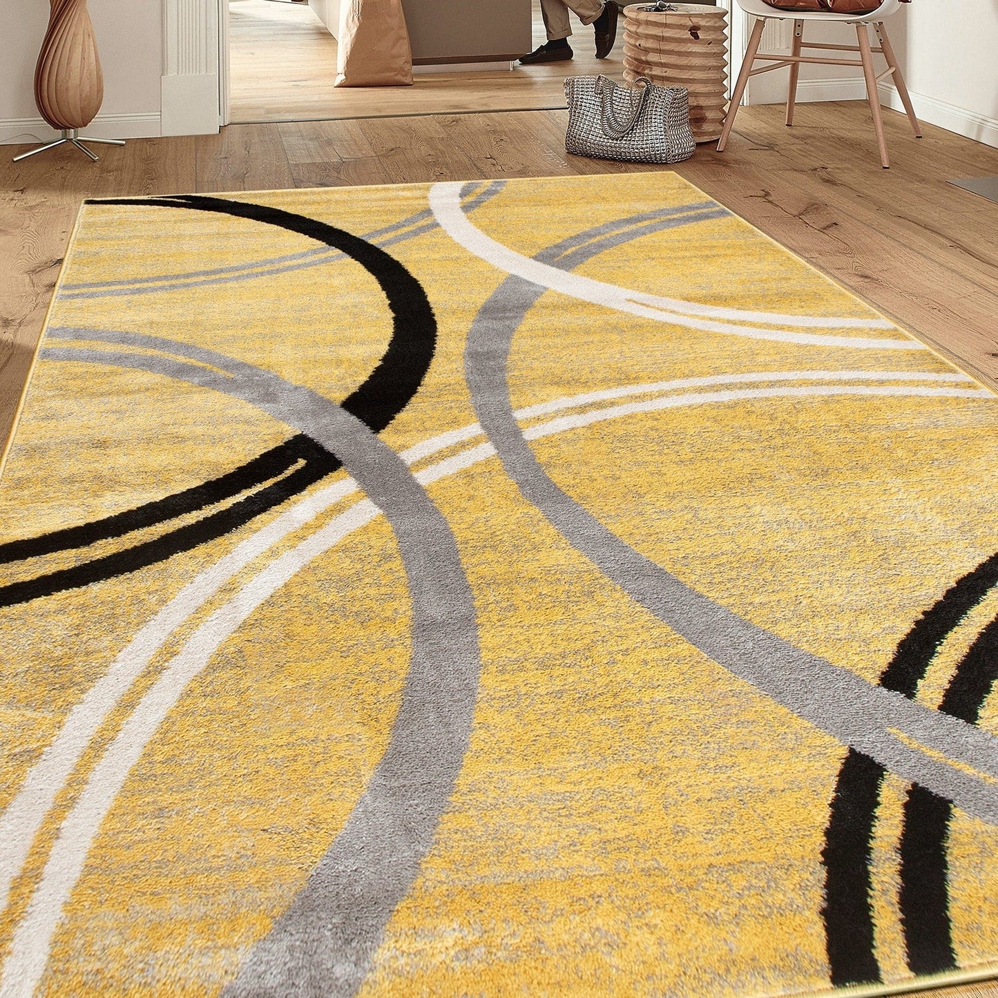 Tapis contemporain à motif de cercles abstraits, collection World Rug Gallery