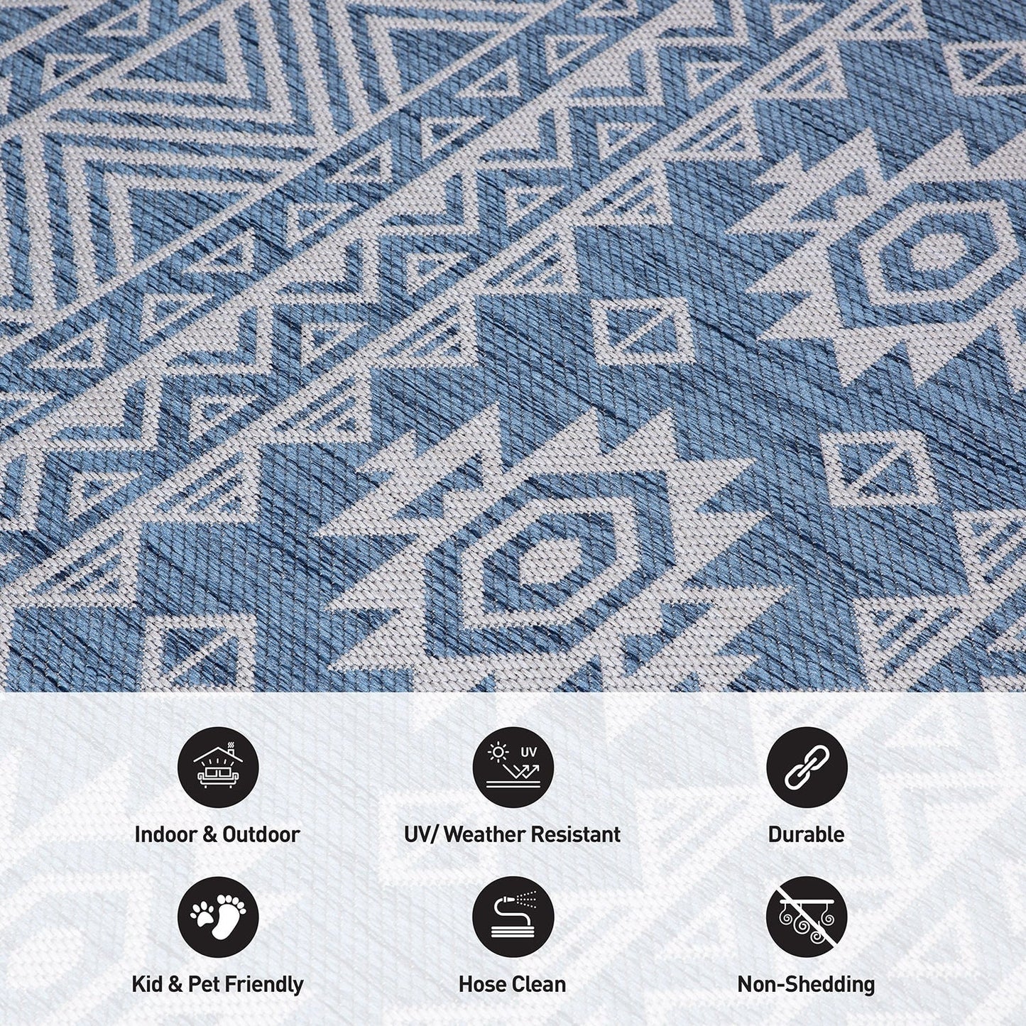 Tapis d'intérieur/extérieur texturé géométrique bohème vieilli World Rug Gallery