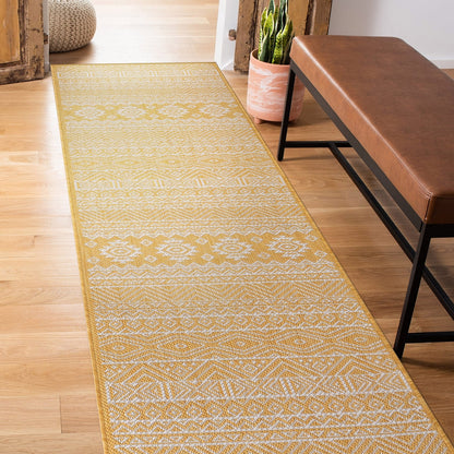 Tapis d'intérieur/extérieur texturé géométrique bohème vieilli World Rug Gallery