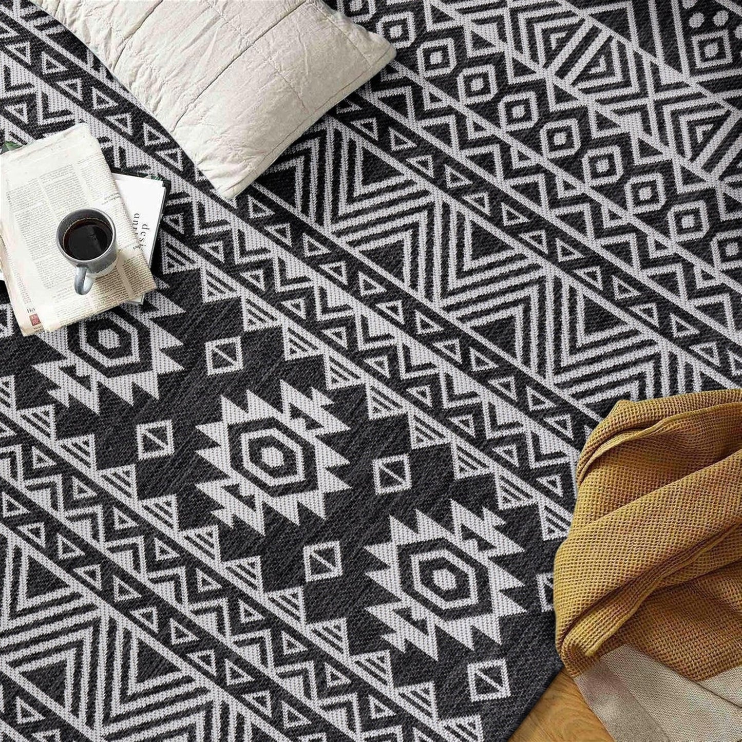 Tapis d'intérieur/extérieur texturé géométrique bohème vieilli World Rug Gallery