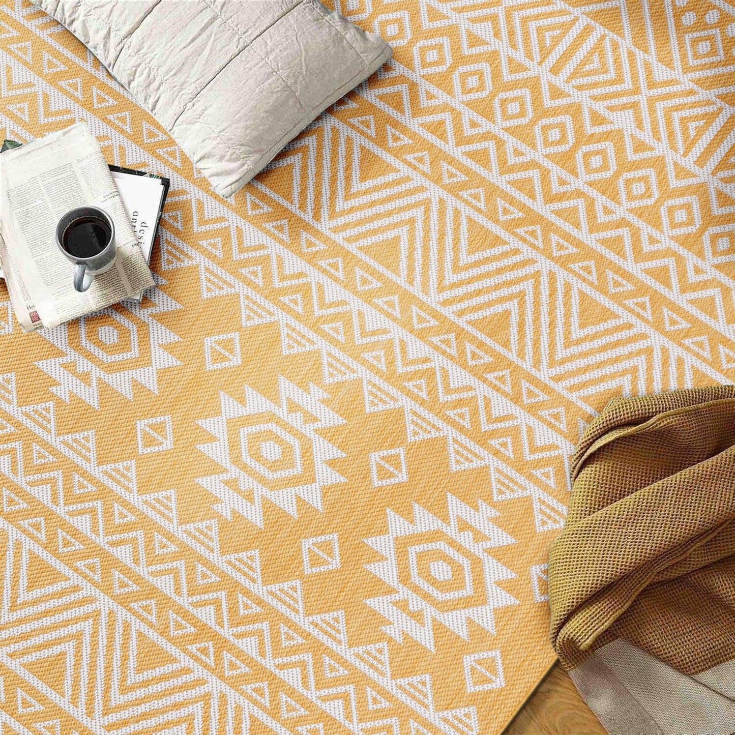 Tapis d'intérieur/extérieur texturé géométrique bohème vieilli World Rug Gallery