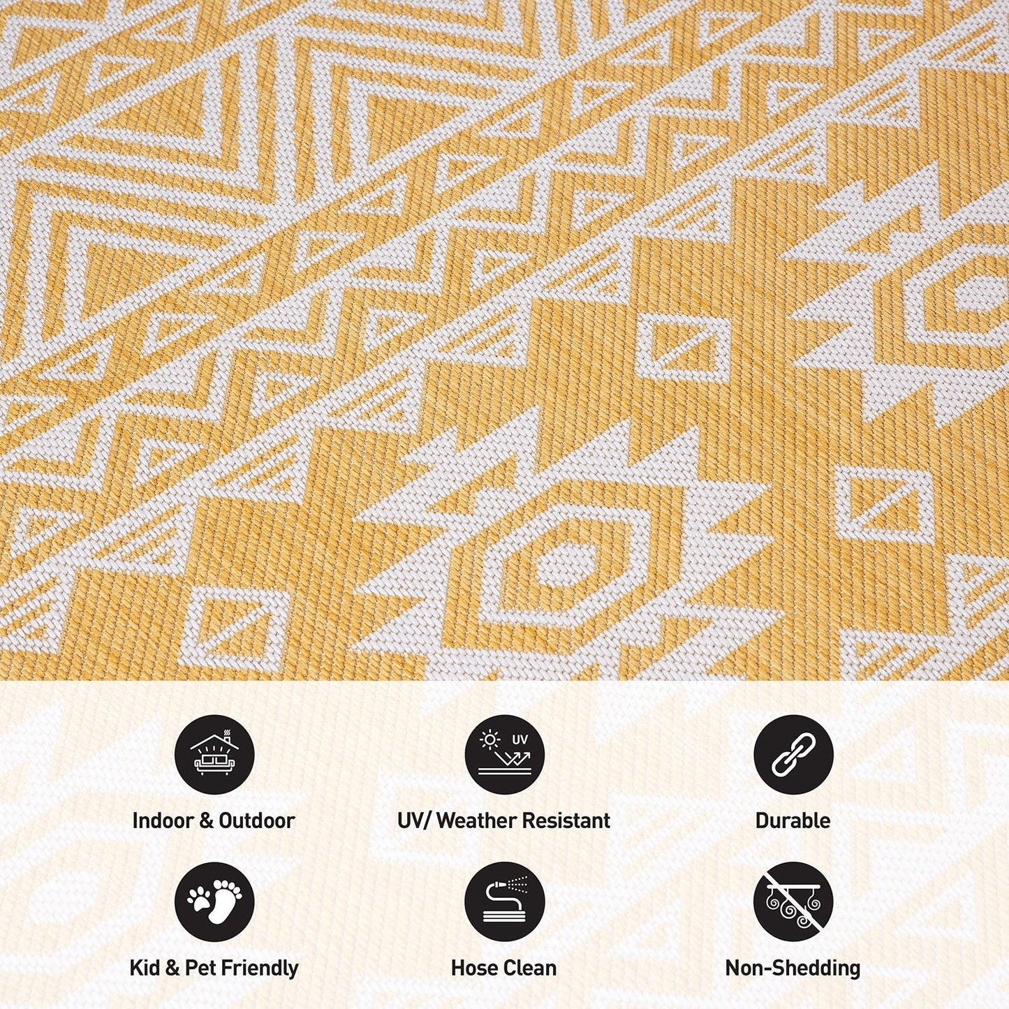 Tapis d'intérieur/extérieur texturé géométrique bohème vieilli World Rug Gallery