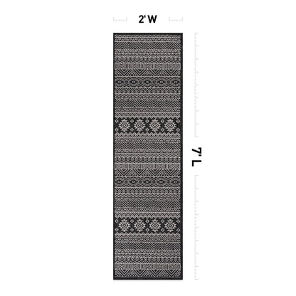 Tapis d'intérieur/extérieur texturé géométrique bohème vieilli World Rug Gallery