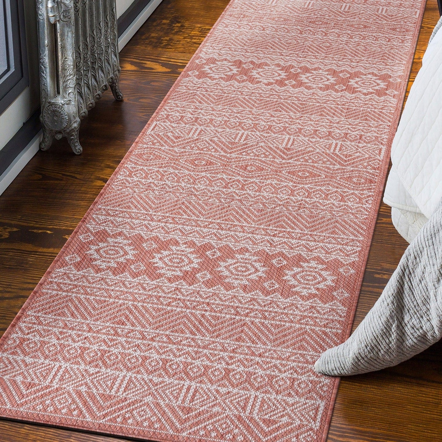 Tapis d'intérieur/extérieur texturé géométrique bohème vieilli World Rug Gallery