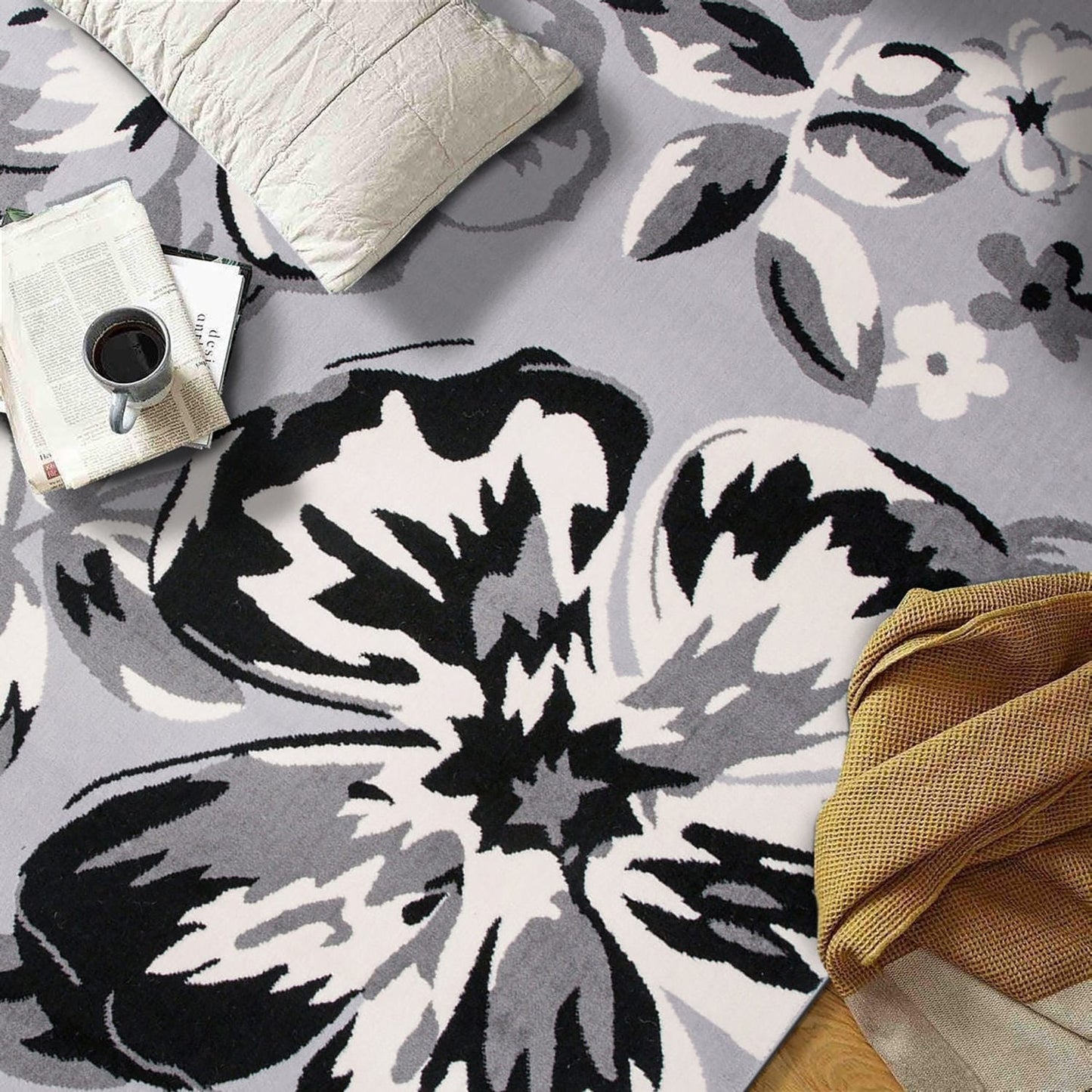 Tapis moderne à motif floral de la galerie World Rug Gallery