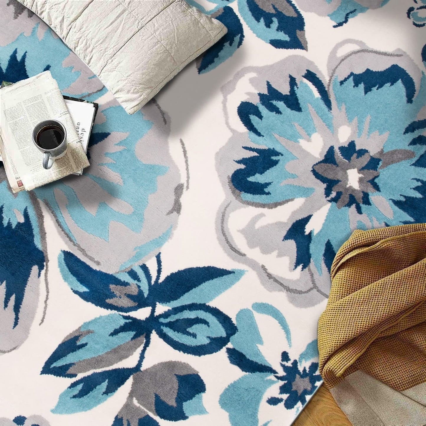 Tapis moderne à motif floral de la galerie World Rug Gallery