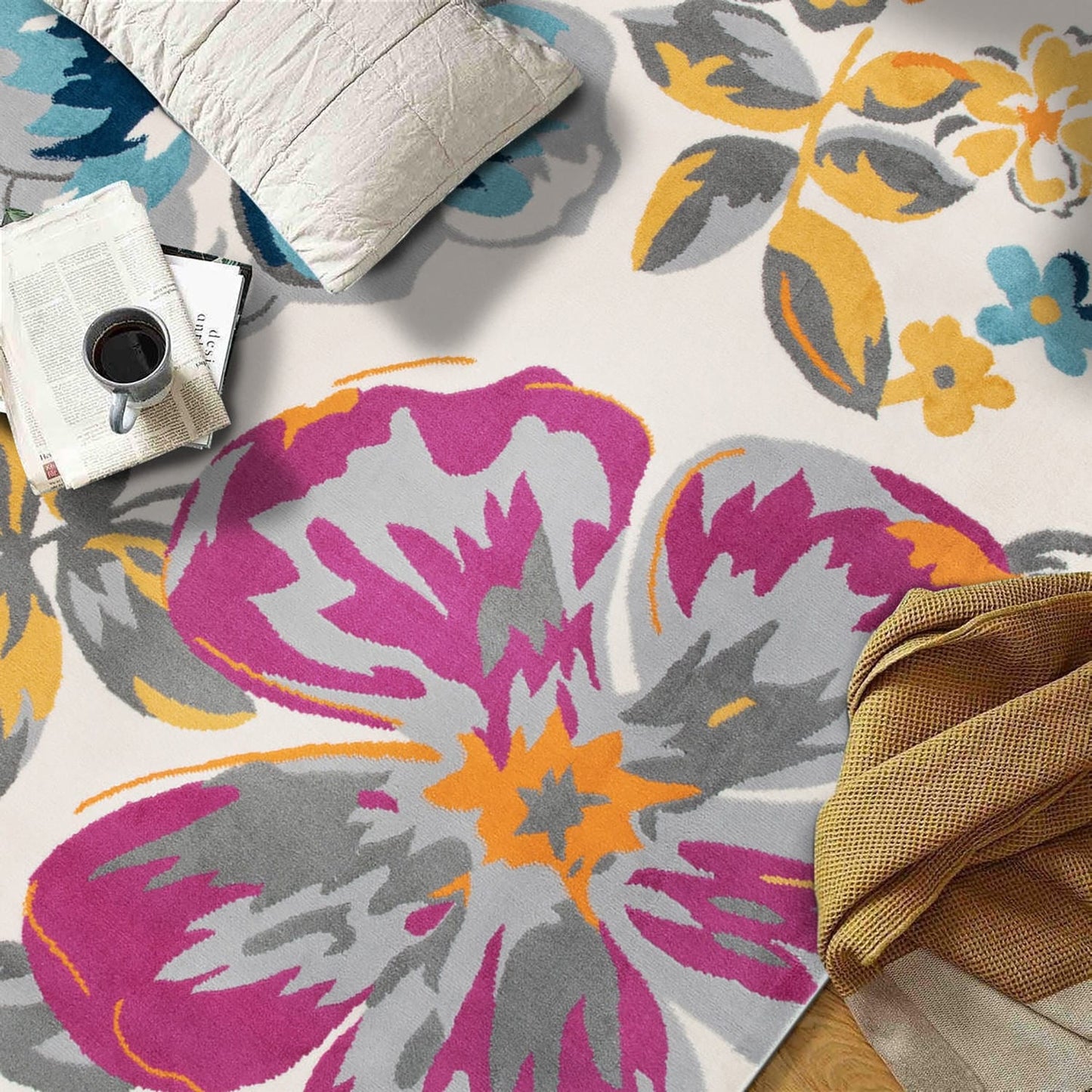 Tapis moderne à motif floral de la galerie World Rug Gallery