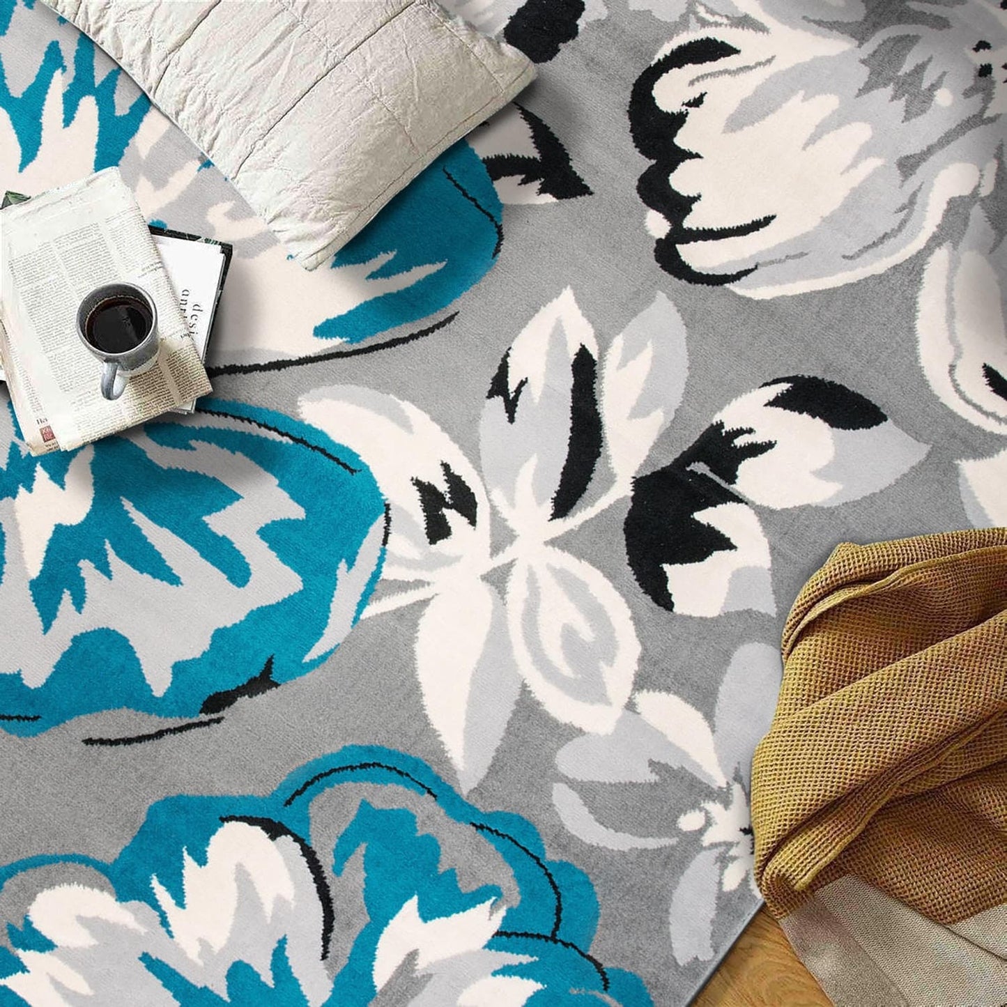 Tapis moderne à motif floral de la galerie World Rug Gallery