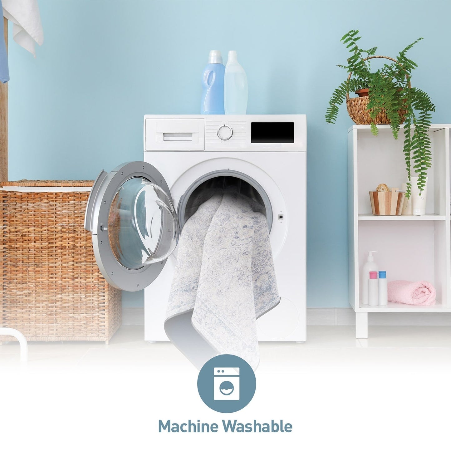 Tapis de transition vintage à bordures, lavable en machine et antidérapant, World Rug Gallery