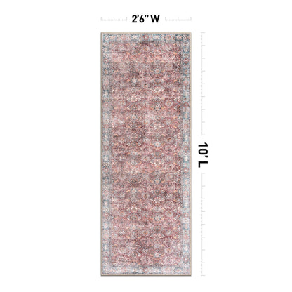 Tapis de transition vintage à bordures, lavable en machine et antidérapant, World Rug Gallery