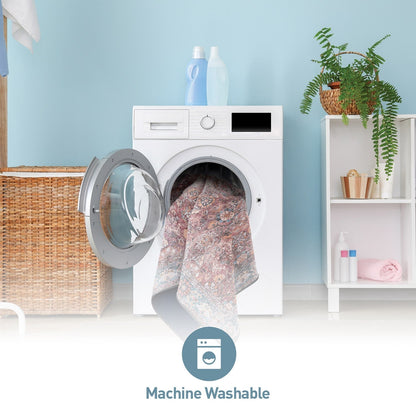 Tapis de transition vintage à bordures, lavable en machine et antidérapant, World Rug Gallery