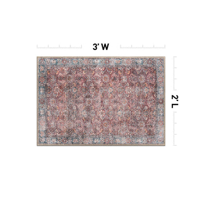 Tapis de transition vintage à bordures, lavable en machine et antidérapant, World Rug Gallery