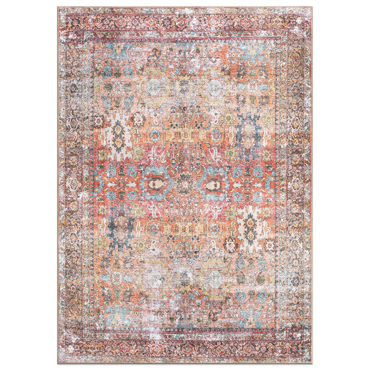 Tapis de transition World Rug Gallery, aspect vieilli, lavable en machine, antidérapant