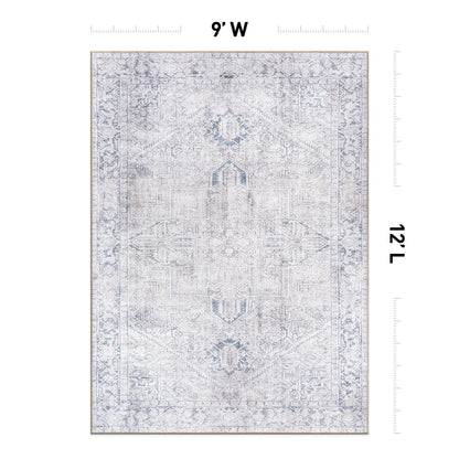 Tapis World Rug Gallery Vintage Boho à médaillon, lavable en machine et antidérapant