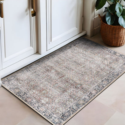 Tapis vintage vieilli World Rug Gallery, lavable en machine et antidérapant