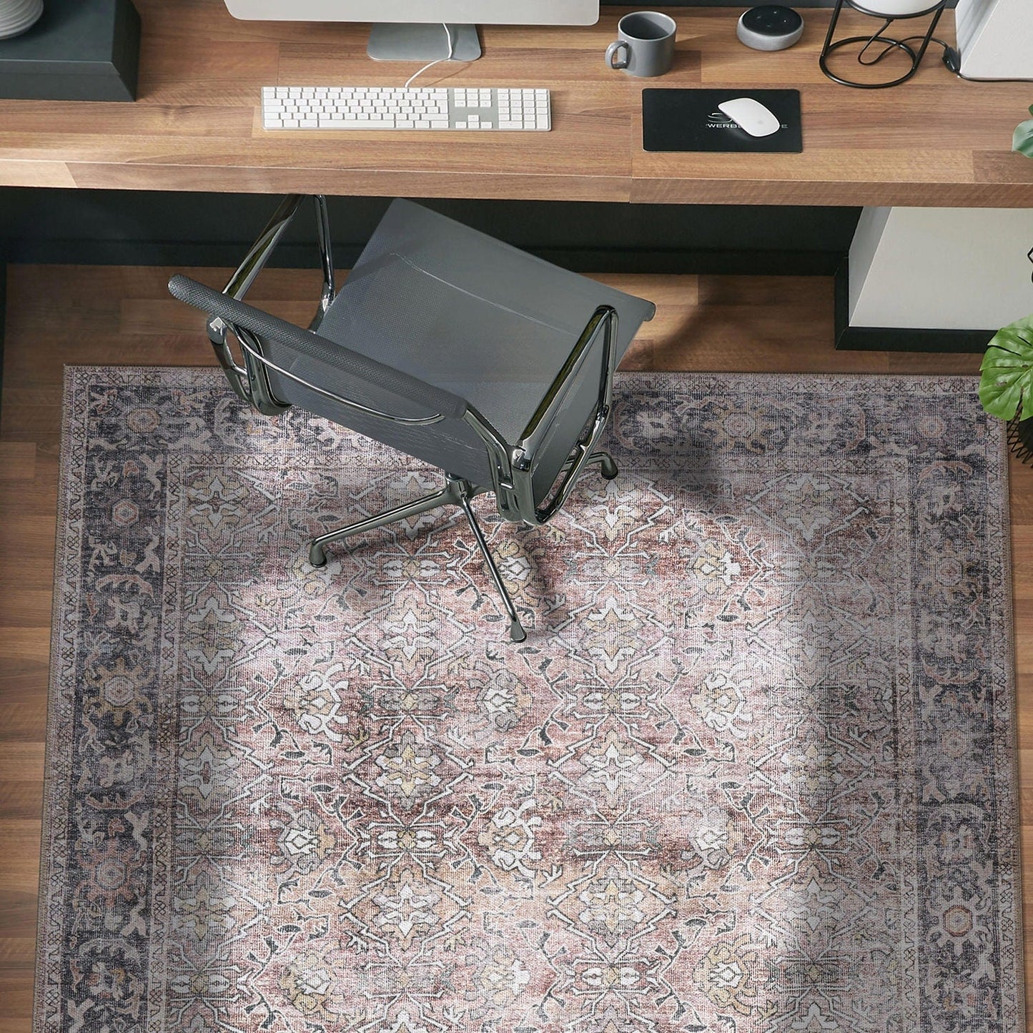 Tapis vintage vieilli World Rug Gallery, lavable en machine et antidérapant