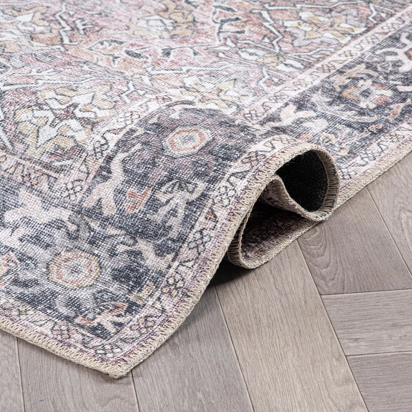 Tapis vintage vieilli World Rug Gallery, lavable en machine et antidérapant