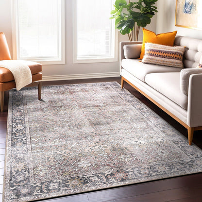 Tapis vintage vieilli World Rug Gallery, lavable en machine et antidérapant