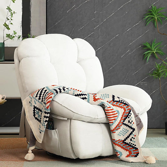 Fauteuil inclinable pivotant électrique XINMICS, fauteuils inclinables à bascule massants avec chauffage, USB, USB-C et poche latérale